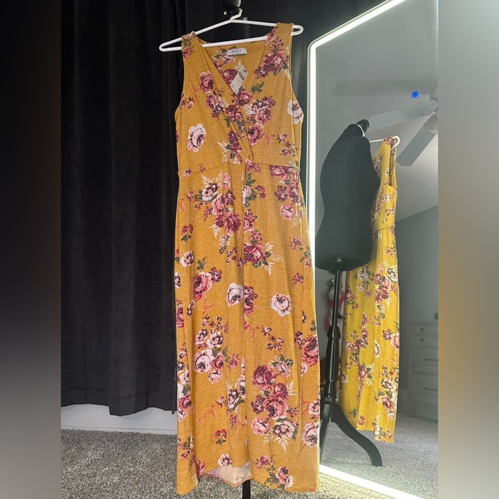 Yellow Floral Anthropologie Long Dress